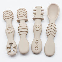 4pcs Silicone Baby Food Spoon, Training Spoon for Babies Over 6 Months Old, Easy-to-grip Tableware, Christmas Gift