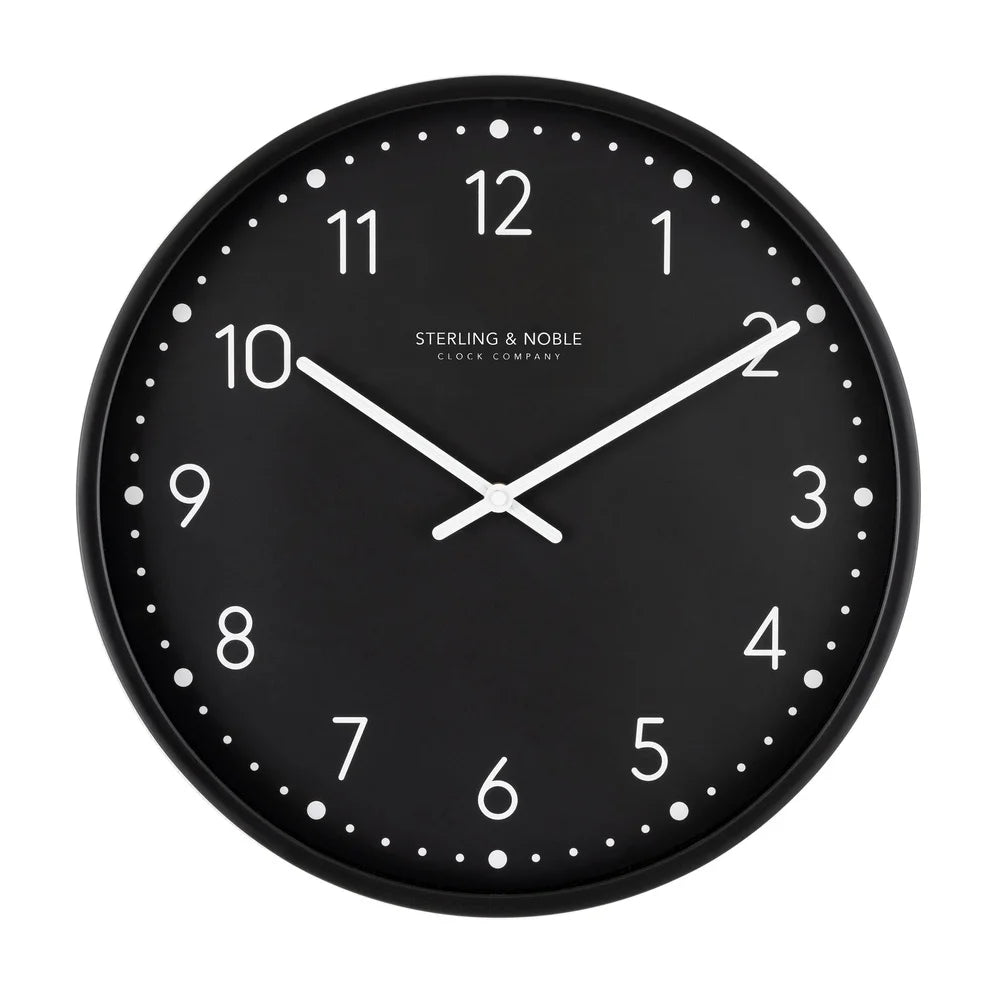 Modern Indoor Analog Wall Clock Quartz Movement Elegant Black Design Simple Arabic Numbers Easy to Hang Home Office Decor 15.5