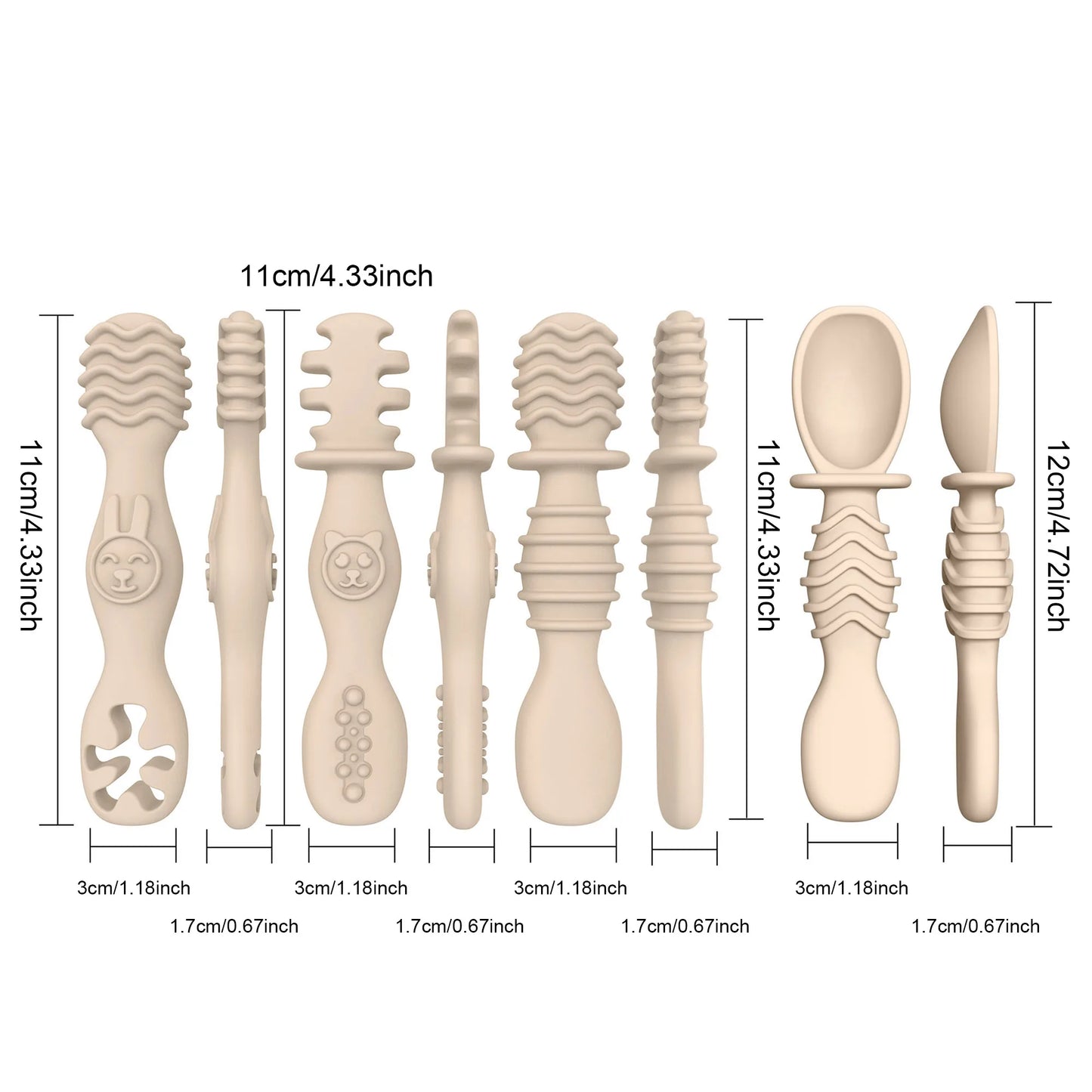 4pcs Silicone Baby Food Spoon, Training Spoon for Babies Over 6 Months Old, Easy-to-grip Tableware, Christmas Gift