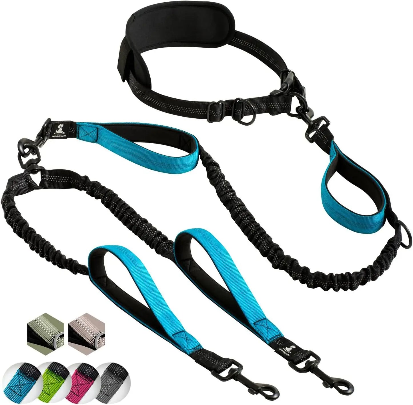 Multifunctional Double Ended Dog Traction Rope, Adjustable Hand Free Leash for Pet Fitness Running