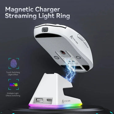 Attack Shark X11 Wireless Bluetooth Triple Mode Mouse Touch Screen Magnetic Charging Dock Ultra Light Macro Gaming Mouse