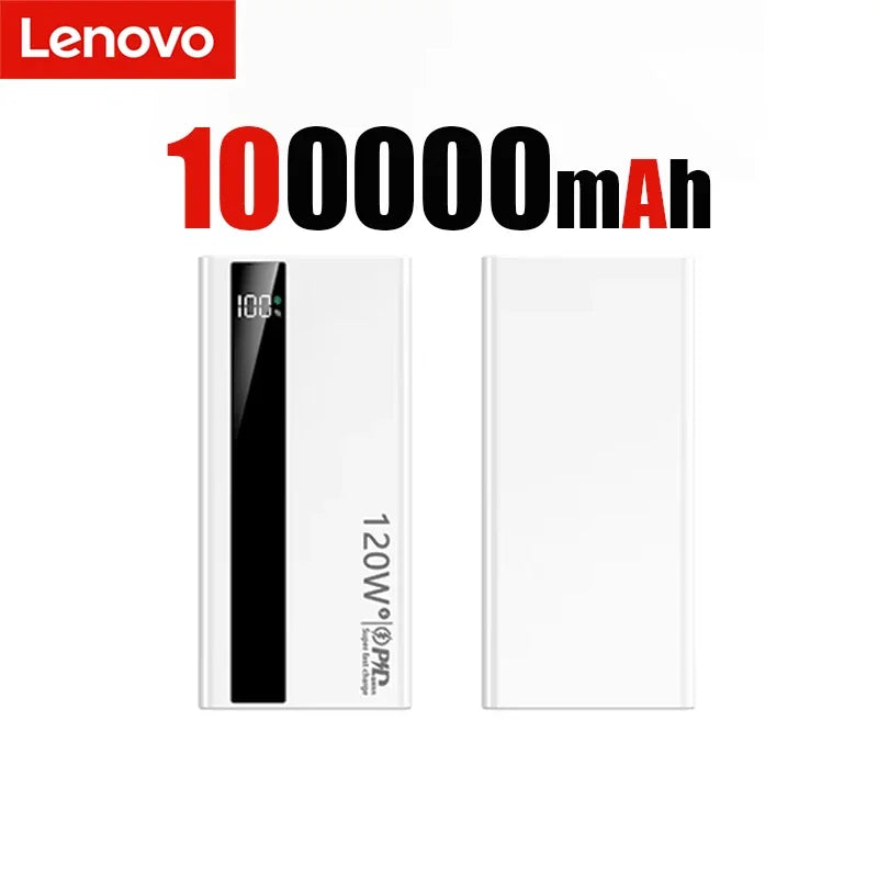 Lenovo 200000mAh Powerbank 120W Fast Charging Portable Battery Charger Ultra Capacity LED Digital Display For IPhone Samsung