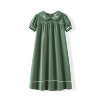 AA-SS26 Bow shabbos robe set family matching kds clothing olive leaf printed girls dresses boys shirt leggings baby romper
