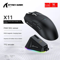Attack Shark X11 Wireless Bluetooth Triple Mode Mouse Touch Screen Magnetic Charging Dock Ultra Light Macro Gaming Mouse