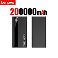 Lenovo 200000mAh Powerbank 120W Fast Charging Portable Battery Charger Ultra Capacity LED Digital Display For IPhone Samsung