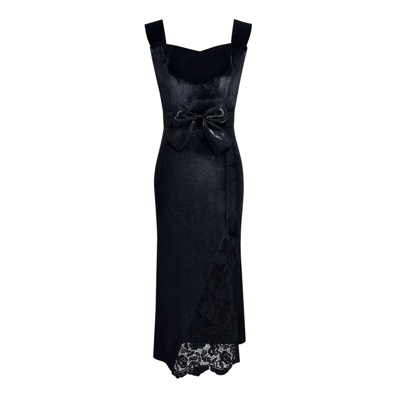 Women Velvet Maxi Dress Spring Summer Sleeveless Lace Patchwork Bow Waist Bodycon Evening Party Cocktail Runway Elegant Dress