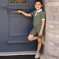 AA-SS26 Bow shabbos robe set family matching kds clothing olive leaf printed girls dresses boys shirt leggings baby romper