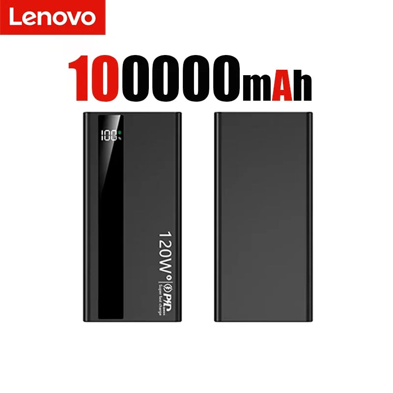 Lenovo 200000mAh Powerbank 120W Fast Charging Portable Battery Charger Ultra Capacity LED Digital Display For IPhone Samsung