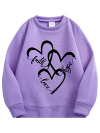 3-piece Set Spring Baby Girls Sweet Sweatshirts Kid Heart Printed Pullover Children Purple Black Pink Long Sleeve T-shirts Top