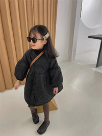 Children's Coats Autumn and Winter Coat with Floral Embroidery Puffed Sleeves Girls Coat Baby Girl Winter Clothes