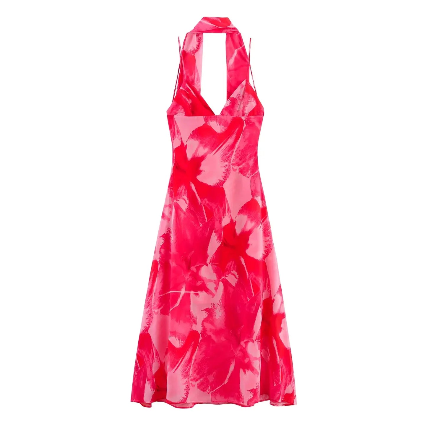 KONDALA 2026 Spring Summer Chiffon Boho Women Cami Dresses Fashion Strapless Sleeveless Print Zipper Chic Ladies Cami Dresses