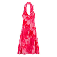 KONDALA 2026 Spring Summer Chiffon Boho Women Cami Dresses Fashion Strapless Sleeveless Print Zipper Chic Ladies Cami Dresses