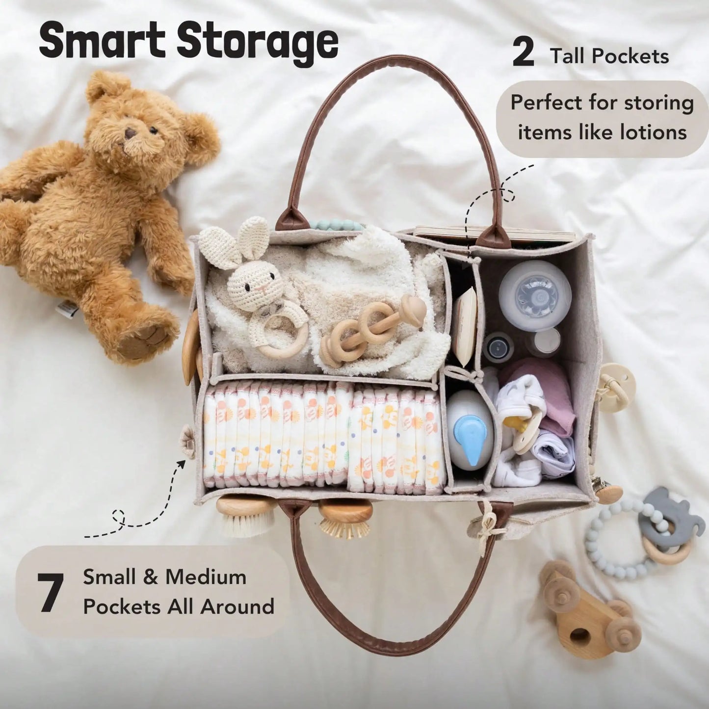 Diaper Caddy Organizer, Nursery Storage Basket For Newborn Essentials, Neutral Gift For Baby Shower, Registry Must-