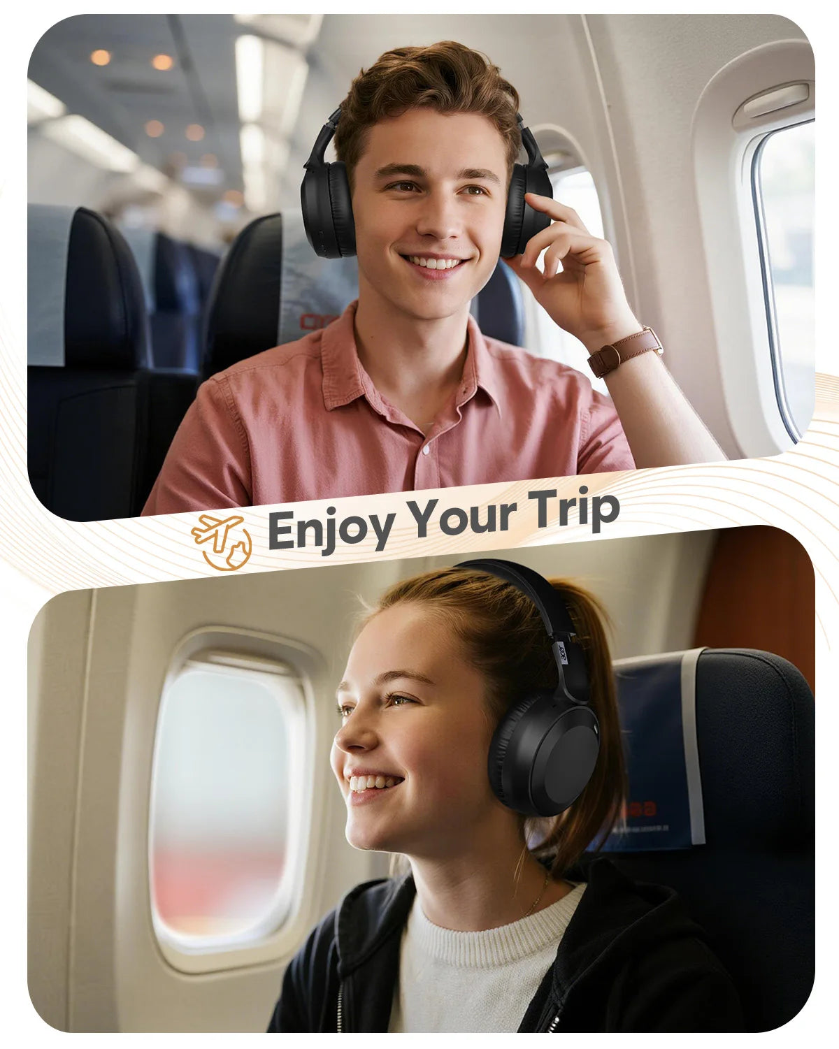 Acer OHR205 Wireless Bluetooth 6.0 Headphones Foldable Over-Ear Headphones Memory Foam Earpads Multipoint for Travel,Home,Office
