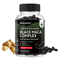 Black Maca & Ginseng Extract, Vitamin Supplement, Supports Energy, Muscle, Endurance, Athletic Performance, 120 Capsules