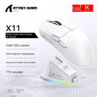 Attack Shark X11 Wireless Bluetooth Triple Mode Mouse Touch Screen Magnetic Charging Dock Ultra Light Macro Gaming Mouse