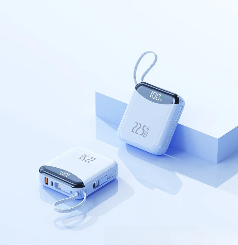 22.5W Super Fast Charging Power Bank with Built-in Cable 20000mAh Portable Ultra-Thin and Mini