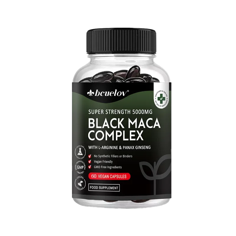 Black Maca & Ginseng Extract, Vitamin Supplement, Supports Energy, Muscle, Endurance, Athletic Performance, 120 Capsules