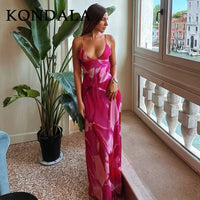 KONDALA 2026 Spring Summer Chiffon Boho Women Cami Dresses Fashion Strapless Sleeveless Print Zipper Chic Ladies Cami Dresses